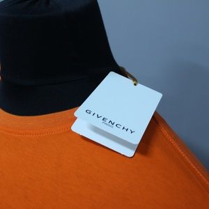 Shirts - Givenchy Neon Shiny Logo Print On Orange T-Shirt Shirts - Givenchy Neon Shiny Logo Print On Orange T-Shirt